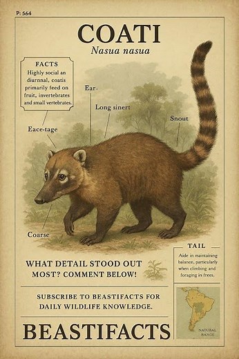 Vintage Coati – The Curious Wanderer of the Jungle 🦝🌿