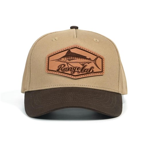 Leather Marlin Patch Baseball Cap, Khaki and Brown, Adjustable - Etsy