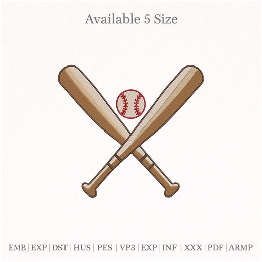 Baseball Bat Embroidery Design, Crossed Baseball Bats With Ball Embroidery Pattern, Sports Machine Embroidery Digital File - Etsy