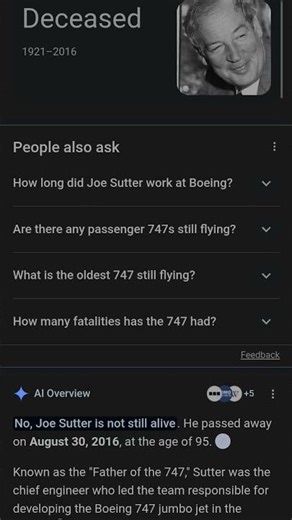 The Father of 747 Airlines passenger or cargo. ( Joe Sutter ) Bachelor Science Engineer.