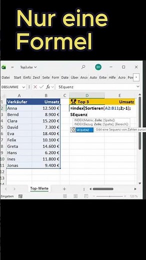 Excel automatically finds the TOP 3 – with just ONE formula!