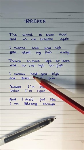Broken ~ Seether feat. Amy Lee lyrics#nostalgia #music #trending #handwriting #love #song #foryou