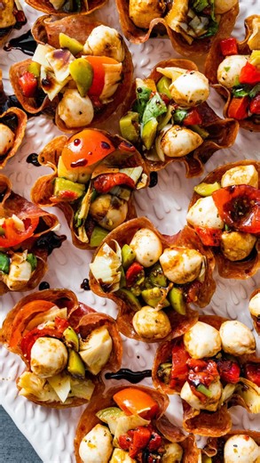 Elena Davis| Italian Recipes on Instagram: "🤩Salami cup antipasto bites! SHARE for the 🏈Super Bowl, or watching the 🇮🇹🏅Olympics! 🌟Comment “CRISPY” and I’ll DM you the recipe, or g00gle- “Salami Cups Appetizer” and my recipe will appear at the top! Mangia 😘, Elena. #superbowl2026 #italianrecipes #appetizers"