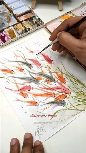 🐠Tiny Fish, BIG Fun! Painting with Your Fingertip! 👆🌊 | Watercolour Fish Tutorial #watercolor #art