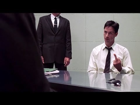 Has anyone here mentioned that the police interrogation scene in The Matrix is outstanding? Neo refuses to answer questions, and demands the right to a phone call. Nobody, even the innocent, should talk to police without a lawyer.