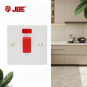 [Hot Item] Hailar Star Product 45A Double Pole Cooker Switch with Neon Indicator - White, Right Angle Range