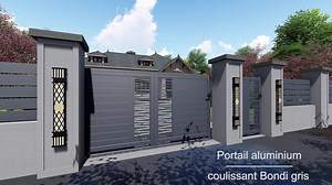 Portail alu coulissant design - 3m - Gris | OOGarden