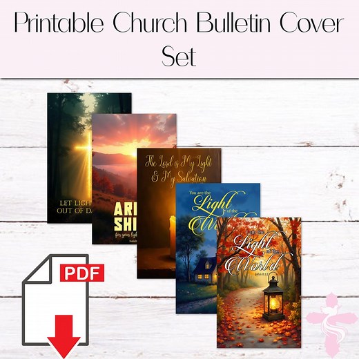 Church Bulletin Covers: Light of the World Bulletin Cover Set | 5 Scripture Designs, Canva Template (digital Download 8.5x11 Bi-fold) | #17 - Etsy