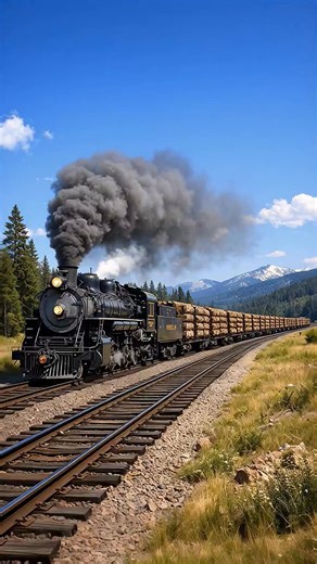 Power meets precision. A small locomotive, massive responsibility — hauling 30 logging carriages through raw terrain like it’s nothing. This is what real efficiency looks like in the rail industry. #railfreight #heavyequipment #loggingindustry | Raiway Train Lovers