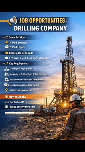 Oil Jobs Kurdistan & Iraq(OJKI) on Instagram: "Great Opportunity from one of the Drilling company in Basra-Iraq - Mud Engineer - Mud Logger have experiance in Drilling field, https://t.me/oil_jobs_kurdistan_Iraq ☝☝☝☝☝☝☝☝☝☝☝ #OilAndGas #EnergyJobs #OilJobs #GasIndustry #EnergySector OilFieldLife OilAndGasCareers OilIndustry EnergySectorJobs PetroleumEngineering KurdistanJobs ErbilJobs IraqOil MiddleEastOil KurdistanEnergy IraqJobs OilAndGasJobs HSEJobs MedicJobs DrillingJobs AssistantDriller"