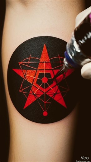 Stunning Red Star Tattoo Transformation ✨ | Geometric Blackwork Tattoo"#shortvideo #tattooartist