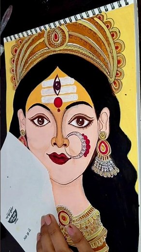 Beautiful Goddess drawing ✨️♥️ #indianart #devotionalart #divineart #bhaktiart #goddess #maa ♥️♥️