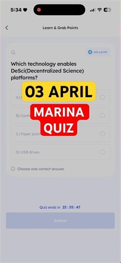 Marina Protocol Quiz Answer 03 April | Marina Protocol Today Answer | Marina Protocol Daily Quiz
