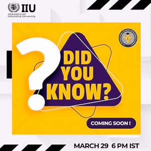 Exciting News! *Join us for the IIU-ISDC Knowledge Exchange Program: "Did you know?"* *Fact Blast! Unleash Your Inner Genius on the 29th!* Got a fact so mind-blowing. You just gotta shout it from the rooftops? This is your chance to be a knowledge ninja! Calling all creative and curious creatures! Do you have a topic that makes your brain fizz with excitement? *Is there a fact you just HAVE to share with the world?* Here's the Lowdown: ➡️ *Pick your Passion Project:* Animals, space, history, tec