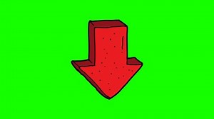 kids drawing green screen with theme of down arrow