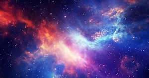 Flying Through a Colorful Space Nebula with Stars Animation