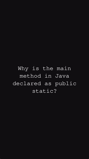 @buildluck on Instagram: "Why is main method declared static in java #java #development #interview #coding #job"