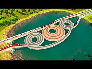 Extreme Triple Spiral Train Track Across the Lake‼️Floating Rails on Water🚂Trainz Simulator 2019
