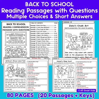 Back to School Reading Comprehension Passages | Multiple Choice & Short Answer