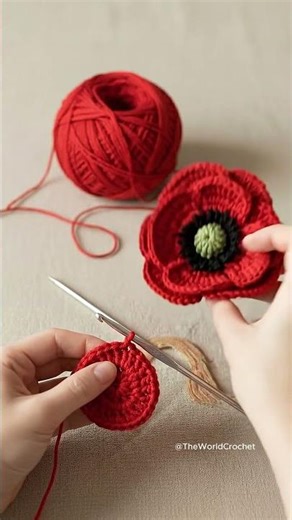 How to Crochet a Realistic Poppy Flower 🌺Step-by-step into creating this bold red poppy!