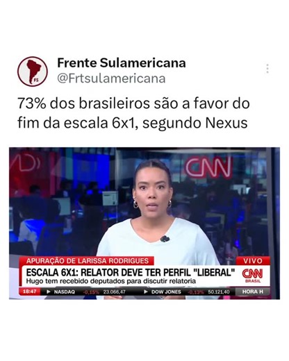 Frente Sulamericana on Instagram: "O tema ganhou fôlego nesta semana depois que o presidente da Câmara, deputado Hugo Motta (Republicanos-PB), deu início à tramitação da matéria com o envio da proposta para a Comissão de Constituição e Justiça. A expectativa, conforme Motta, é ter um texto pronto para votar em maio. O projeto atual impede empregadores de descontarem da remuneração de funcionários eventuais mudanças nos horários. #fimdaescala6x1"
