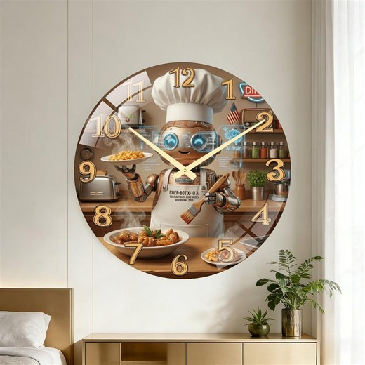 Retro AI Robot Chef Kitchen Clock, Vintage Americana Diner Decor, Sci-fi Culinary Art - Etsy UK