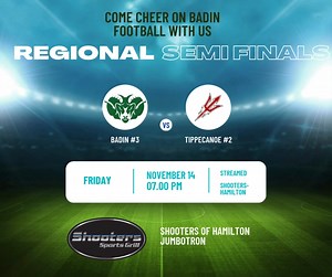 Come watch BADIN football this Friday on the biggest TV in Butler County! 20' x10' of touchdowns, tackles, and sacks! Go Rams! Stephen T. Badin High School Stephen T. Badin High School Athletics | Shooters Sports Grill-Hamilton