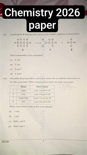 ICSE CHEMISTRY PAPER 2026 #study #icseboard #icse #viral