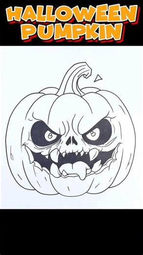 How to Draw a SCARY Halloween Pumpkin 🎃 #pumpkin #halloween #drawingvideo #shorts