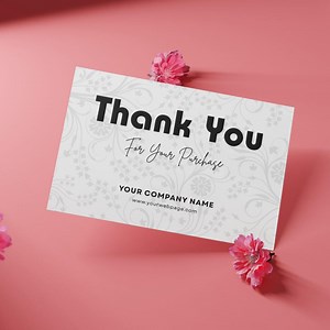 Elegant White Floral Pattern Thank You Card Template, Premade Custom DIY Cards Design, Canva - Etsy