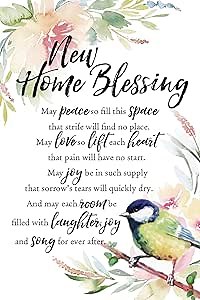 DEXSA New Home Blessing Wood Plaque with Inspiring Quotes 6"x9" - Elegant Frame Wall & Tabletop Decoration | Easel & Hanging Hook | Christian Family Religious Home Decor Saying | Made in the USA