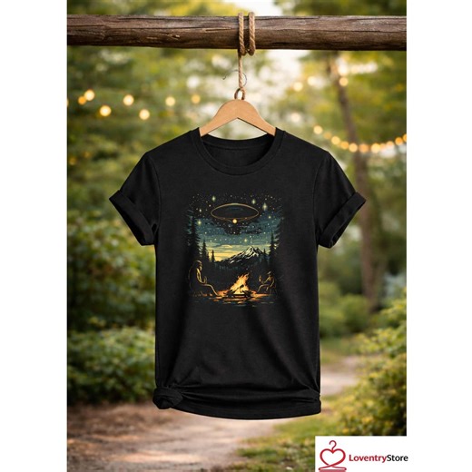 Bigfoot Alien UFO Camping T-shirt - Cryptozoology Sasquatch Spaceship Outdoor Adventure Tee Sweatshirt - Etsy