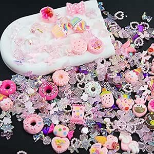 330Pcs Assorted Pink Color 3D Nail Charms Multi-Shapes Heart Flower Butterfly Bowknot Pearl Nail Charms Pink Candy Cute Nail Charms for Manicure DIY Crafts Jewelry Accessories