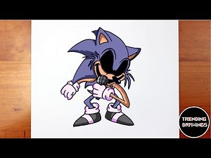 How To Draw FNF MOD Character - Sonic Lord X