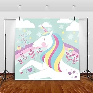 Unicorn Birthday Photo Backdrop - Best Photography Backdrops for Girls Birthday, Baby Shower, Rainbow Photo Booth | Unicorn Theme Party Decorations Supplies “6ft x 6ft”