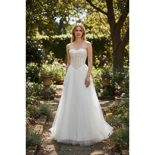 Customizable Transparent Tulle Wedding Dress, Minimalist Strapless Bridal Gown - Etsy