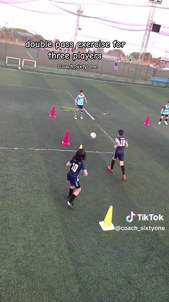 Three Player Double Pass Football Drill | Soccer Coaching Exercise