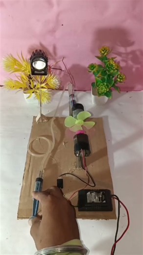 Water pressure with DC Motor | Fan & LED Light Project