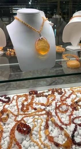 The amber treasures in the shop windows of Warsaw's Old Town