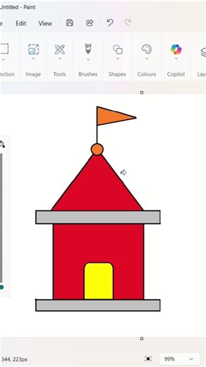 Can you make a simple Temple in MS Paint!🤔| Step-by-Step for Beginners #mspaint #art #shorts #temple