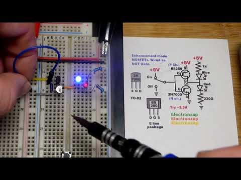 MOSFET push pull inverter output circuit made with 2N7000 N and BS250 P channel demonstration