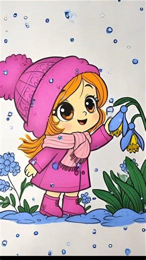 So Satisfying Coloring! Cute Winter Girl Comes to Life ❄️🎨 #shorts