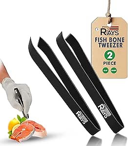 Fish Bone Tweezer Set,4.3" Stainless Steel 2 Piece, Flat and Slant tips Fish bone removal tool.