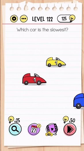 Brain Test Tricky Puzzles Level 122 Answer | Which car is the slowest
