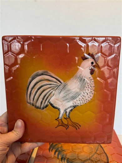 Vintage Chicken Tile Trivets Set of 3 – Farmhouse Rooster Hen Kitchen Decor - Etsy