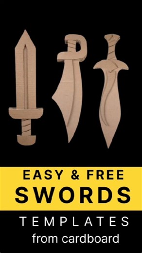 3 Easy Cardboard Swords | Free Printable Templates
