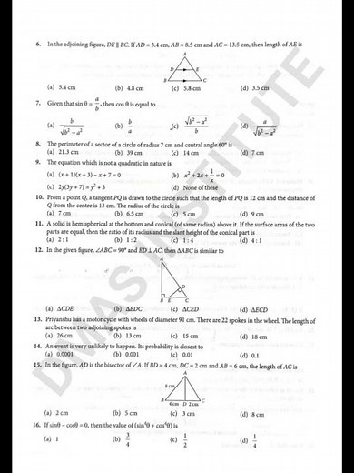 class 10 maths sample paper 2023 SQP-2 sample paper class 10 cbse maths standard guess paper maths