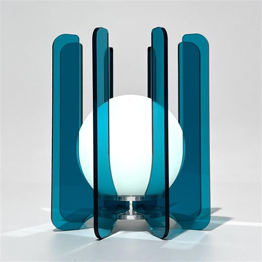 Teal LED Orb Lamp: Mid-century Modern Space Age Night Light - Etsy