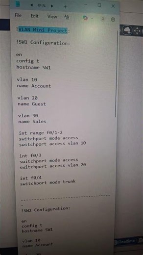 Vlan Mini project lab configuration #ccna #networkdiscovery
