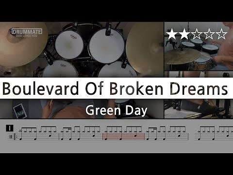 [Lv.04] Boulevard Of Broken Dreams - Green Day (★★☆☆☆) Drum Cover Score Sheet Lessons Tutorial